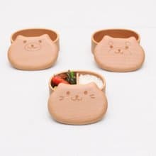 天然櫸木製 動物形狀便當盒 300ml / 小狗、貓咪、小熊三款