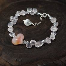 手鍊 粉水晶 愛心 緋紅瑪瑙 琉璃珠 雪花水晶 925銀飾 手珠 寶石