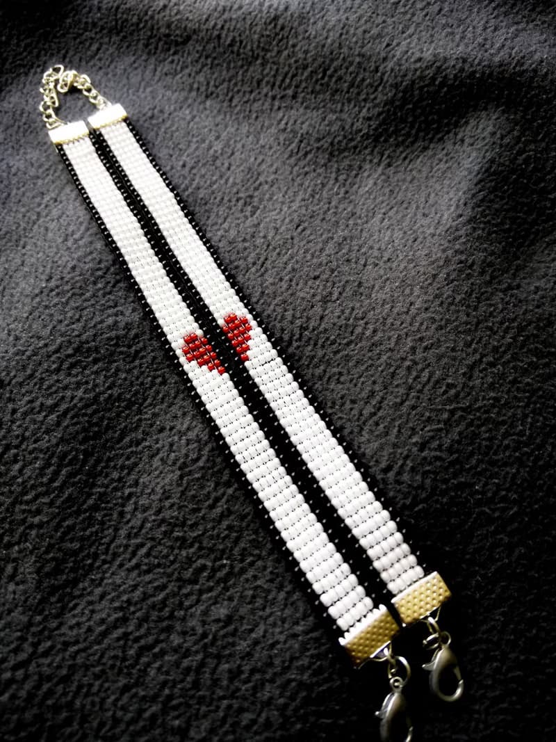 紅心白手鐲雙胞胎手鐲送姐妹朋友手工飾品