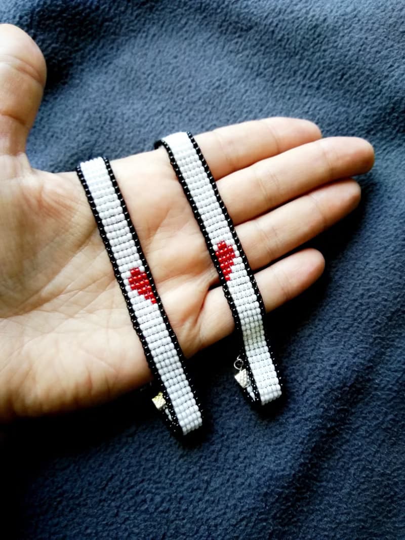 紅心白手鐲雙胞胎手鐲送姐妹朋友手工飾品