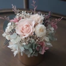 母親節花禮花束花禮夢幻漸層粉色系玫瑰/繡球花永生花M