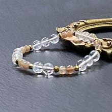 天使之翼 天然冰透藍針白水晶x骨幹太陽石黃銅手鍊