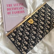 中古包 Christian Dior 海軍藍老花手拿包腋下包