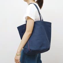 MOGU/帆布肩背托特包/深海藍/小Cam