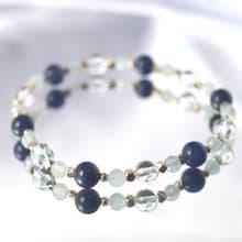 海藍寶-白水晶-藍紋石-療癒-舒壓-幫助人際-水晶手鍊