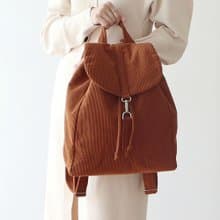 秋冬新品 燈芯絨大號後背包【焦糖】A4可放 休閒輕便 復古溫暖