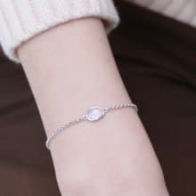 月光石925純銀簡約鑲邊手鍊