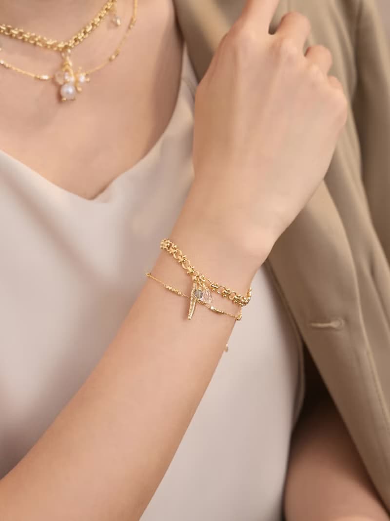 依亞的永恆。MUCHAT手作14KGP水晶珠葉片手鍊