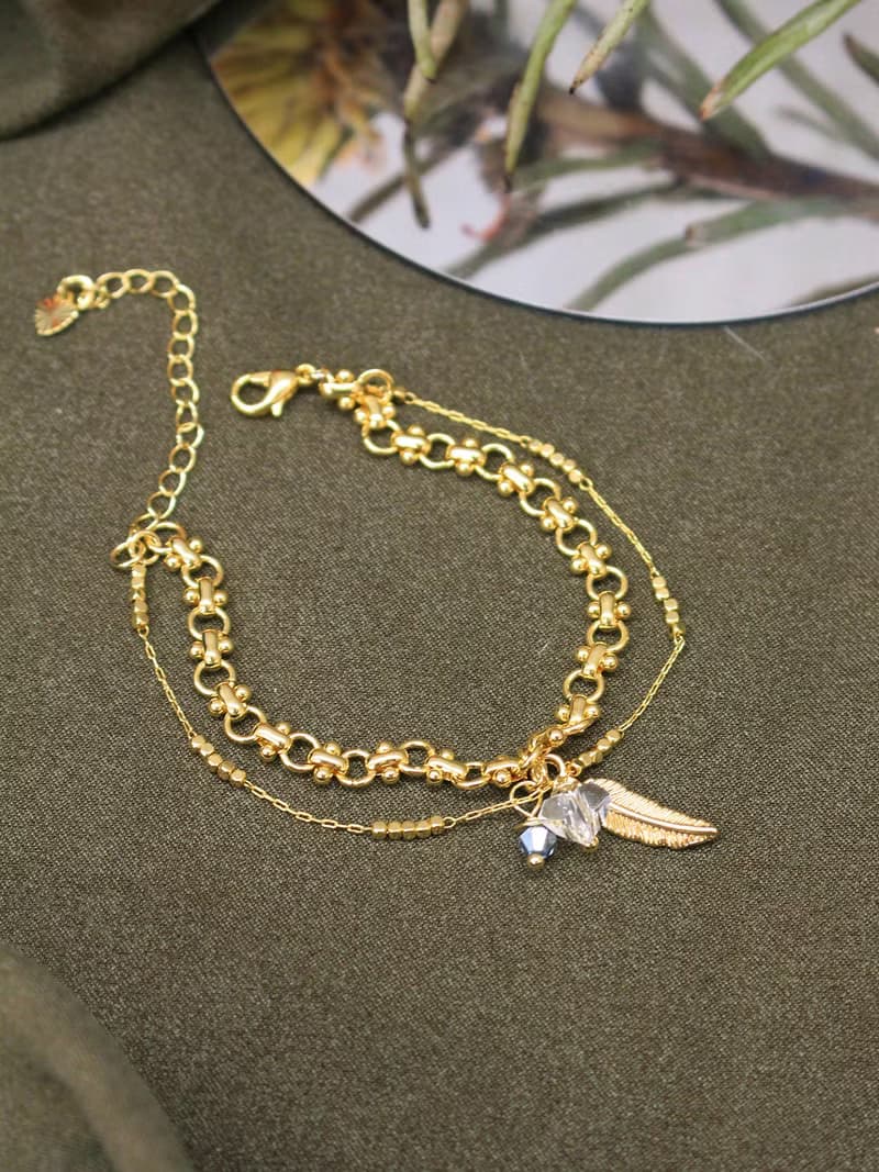 依亞的永恆。MUCHAT手作14KGP水晶珠葉片手鍊