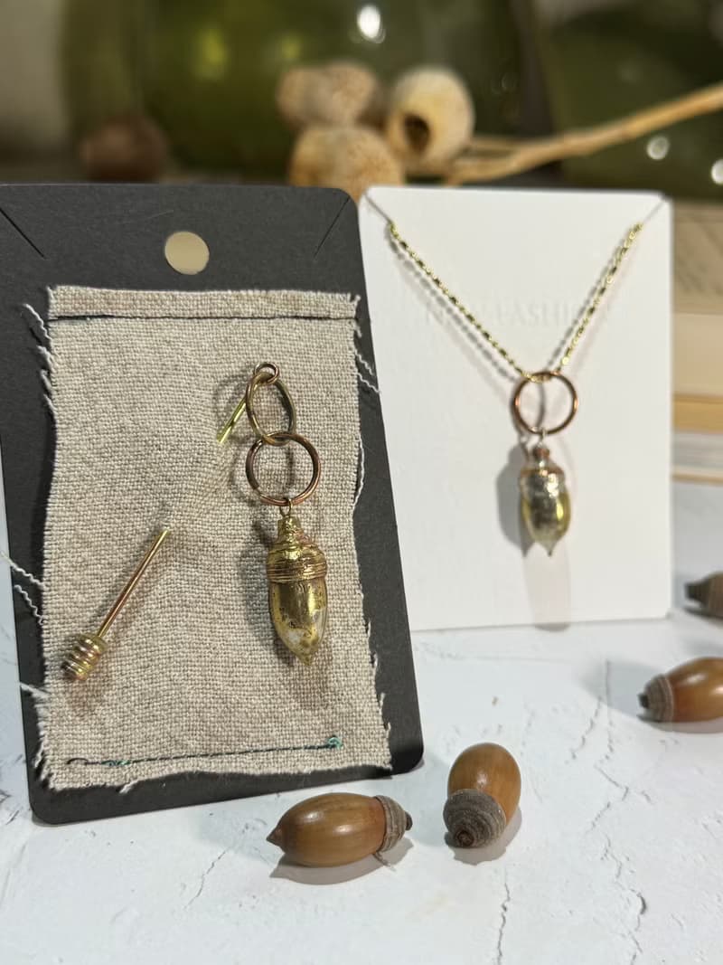 送禮 黃銅植物鑄造別針-青剛櫟果實