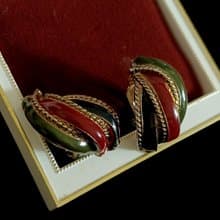 vintage jewelry  古董三色琺瑯夾式耳環