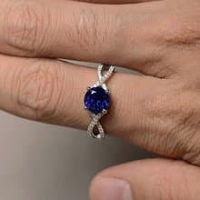 6.5 mm. Natural blue sapphier ring silver sterling size 7.0 free resize
