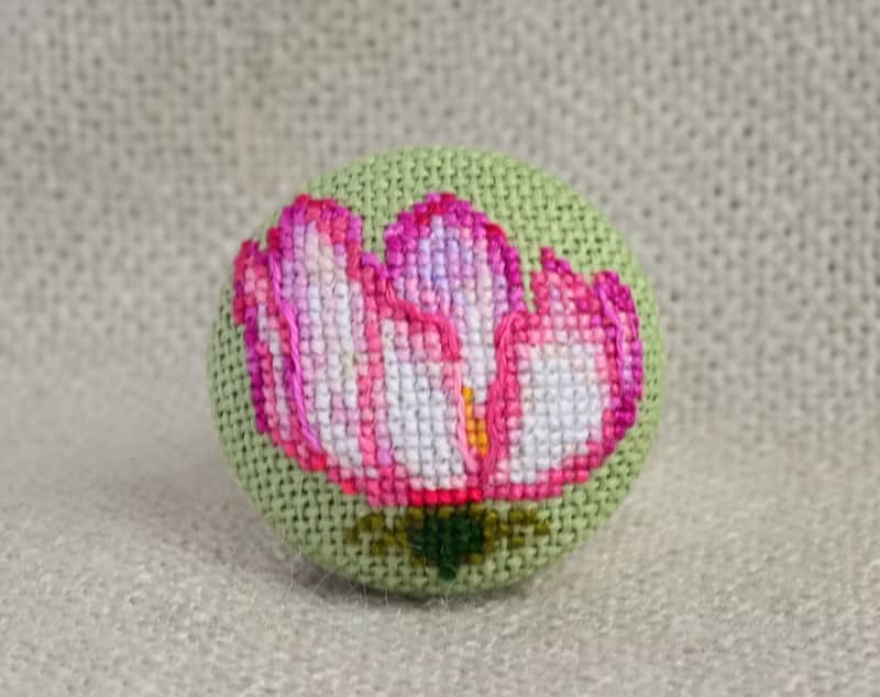 粉色花朵刺繡戒指十字繡自然首飾送給她的精美禮物