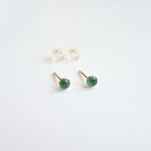 天然迷你 翡翠 緬甸玉 包鑲 純 18K 黃金耳環