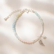 天使的祝福│漸層粉嫩摩根石 珍珠 925純銀 水晶手鍊