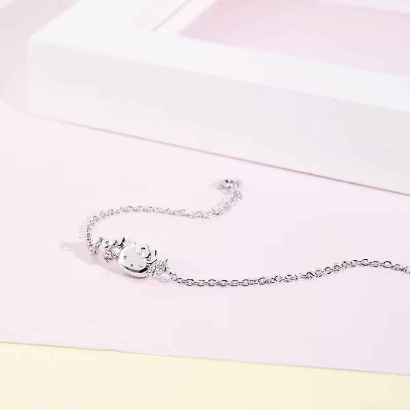 Sanrio學院Mix系列-HelloKitty凱蒂貓晶鑽純銀手鍊