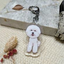 比熊犬-壓克力吊飾(鑰匙圈)-雙面圖案-新廠商