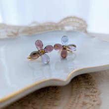ガラスの大ぶりフラワーピアス　イヤリング　紫陽花　フラワー　お花　パープル