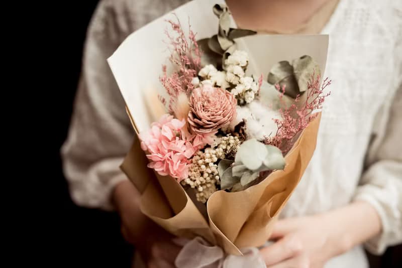 朵朵時光莫蘭迪色粉色.情人節畢業花束  開幕花禮 不凋花乾燥花