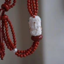 天然川料南紅瑪瑙 猛獁象牙渡母南紅平安扣設計多圈手串手鍊s