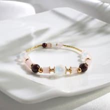 願望之月 | A01月光石粉晶石榴石水晶手鍊