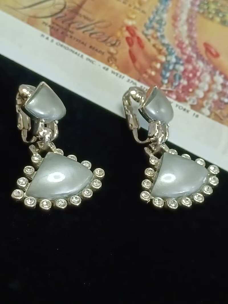 vintage jewelry  古董夾式耳環 銀輝