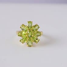 Natural Peridot Ring Sterling Silver 925 with Gold plated 8.5 US.