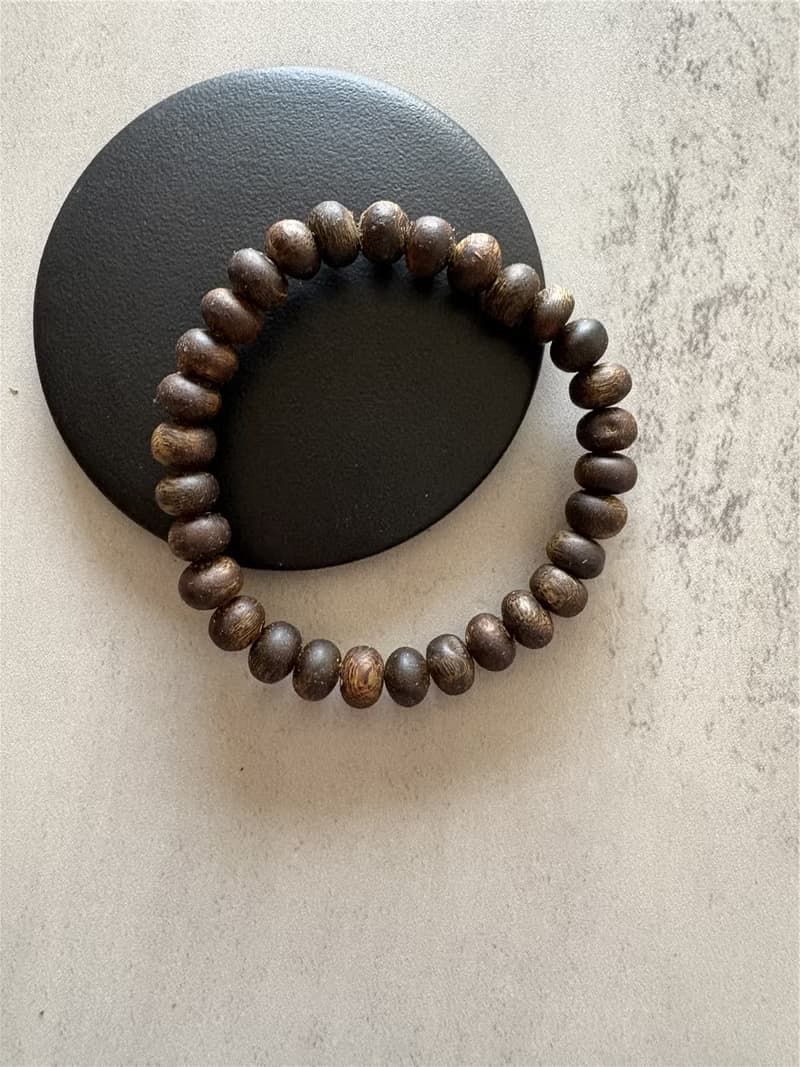 【蟲漏重油款】天然大王棋楠沉香單圈手串7-9mm