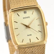 SEIKO ALBA ESTATE 男性用 ユニセックス 腕時計 クォーツ 26mm Tank Shape 1P Diamond GOLD 手錶 古董錶