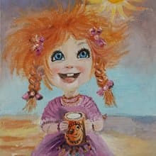 Good mood. This is original oil painting on cardboard. Size: 30x20 cm