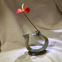 手拉胚雙口海芋花器