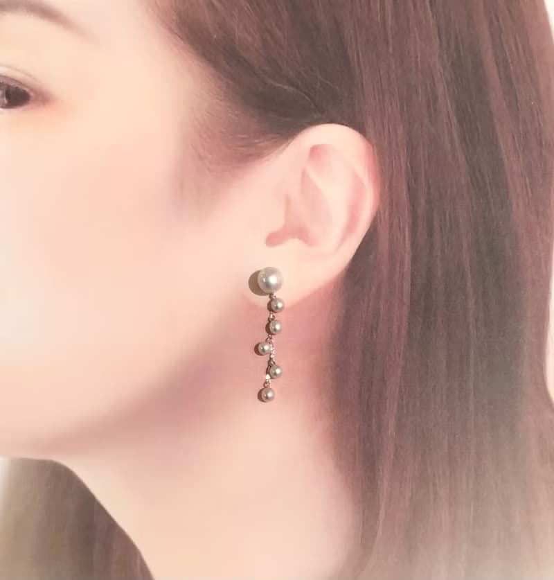 Akoya pearl  earring lgb K18 日本産