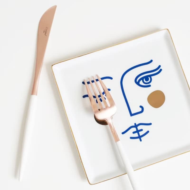 葡萄牙Cutipol GOA系列白玫瑰金點心叉匙組