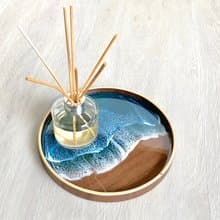 21cm Wood Tray Aqua, Wedding Gift, Home Gift