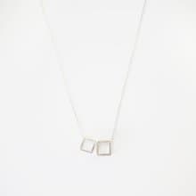 雙方塊關係簡約純銀項鍊