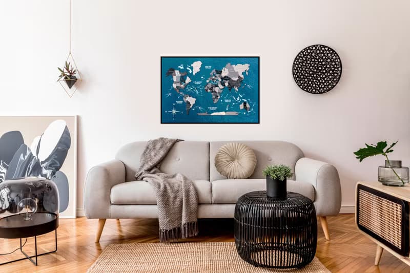 Christmas Gift, Wall Art Wood, 3D World Map On Board, Wall Rustic Decoration