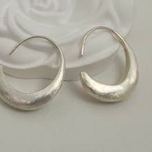 彎月亮 拉絲工藝 純銀耳環