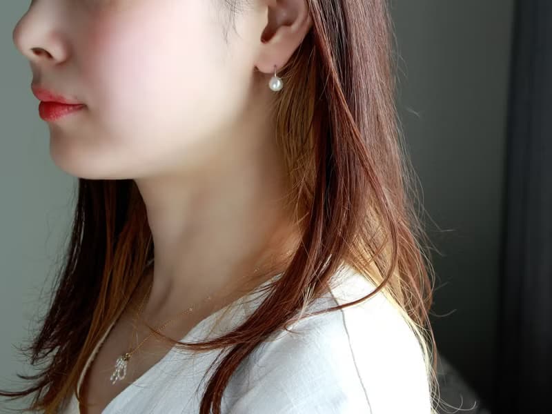 14kgf- A grain of pearl pierced earrings