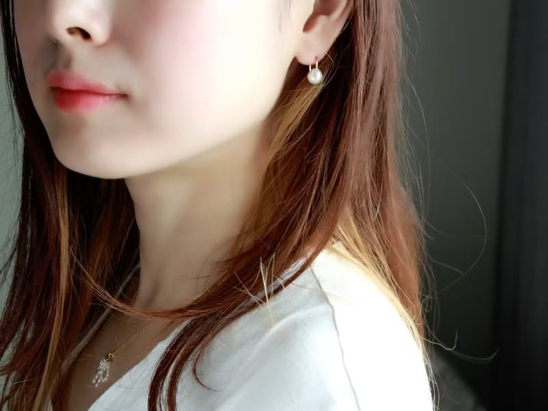 14kgf- A grain of pearl pierced earrings