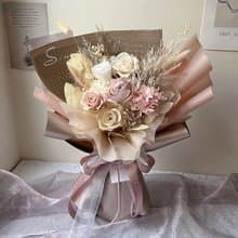 【flower-of-life】奶咖色永生花束 日本永生花 小眾花束 生日
