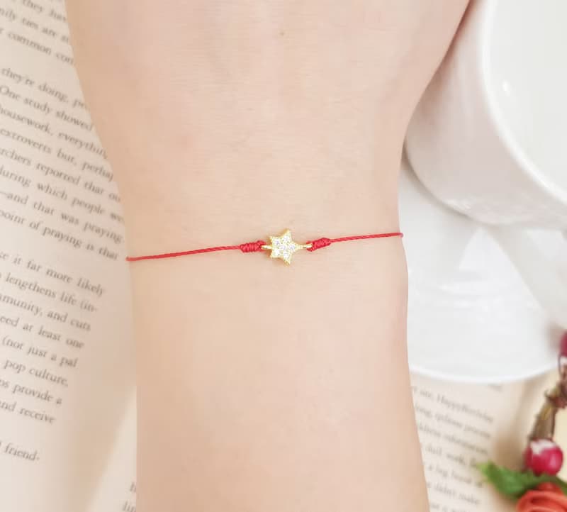 鍍金 無敵 星星 閃亮 紅線 手鍊 姻緣線 月老 手繩 可愛 所向無敵
