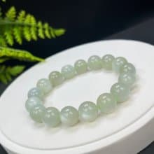 精品天然綠月光石手串綠體白月光水晶手錬男女飾品顆顆貓眼12mm