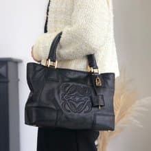 【 日本直送　名牌中古包 】LOEWE ロエベ トートバッグ ブラック アナグラム スフロ レザー vintage ヴィンテージ オールド ycheug
