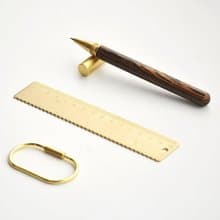 黃銅文具組 - 實木鋼珠筆 黃銅尺 鑰匙圈  |  生日禮物