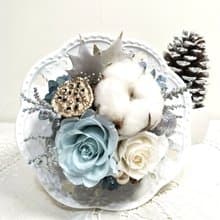  l 銀色耶誕  玻璃罩桌花 l *聖誕節*耶誕節*Merry Christmas*裝飾*不凋花*恆星花*永生花*交換禮物*