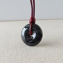 本命年【平安‧如意】冰烏雞翡翠韓國蠟線項鍊*WG05*招財、辟邪