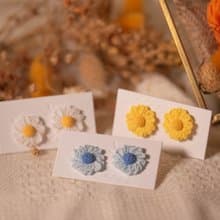 【大雛菊】 雛菊 耳環 微鉤 針織 花 耳飾 耳夾 手作 耳針