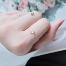 925純銀 粉水晶 粉晶 鍊戒 戒指 可調整 免費送禮包裝