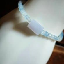 生日禮物 情人禮物 緬甸紫羅蘭翡翠刻面海藍寶串珠手鍊 81502