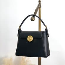 【 日本直送　名牌中古包 】VALENTINO GARAVANI ヴァレンティノガラヴァーニ ハンドバッグ ブラック ロゴ レザー vintage exeyzp